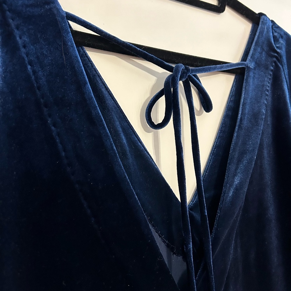 Free People Misha Mini Dress, Midnight Navy Velvet - Picture 6 of 9